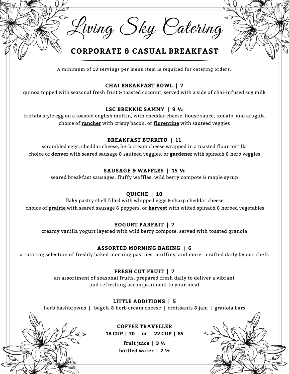 Corporate & Casual Catering Breakfast 2025