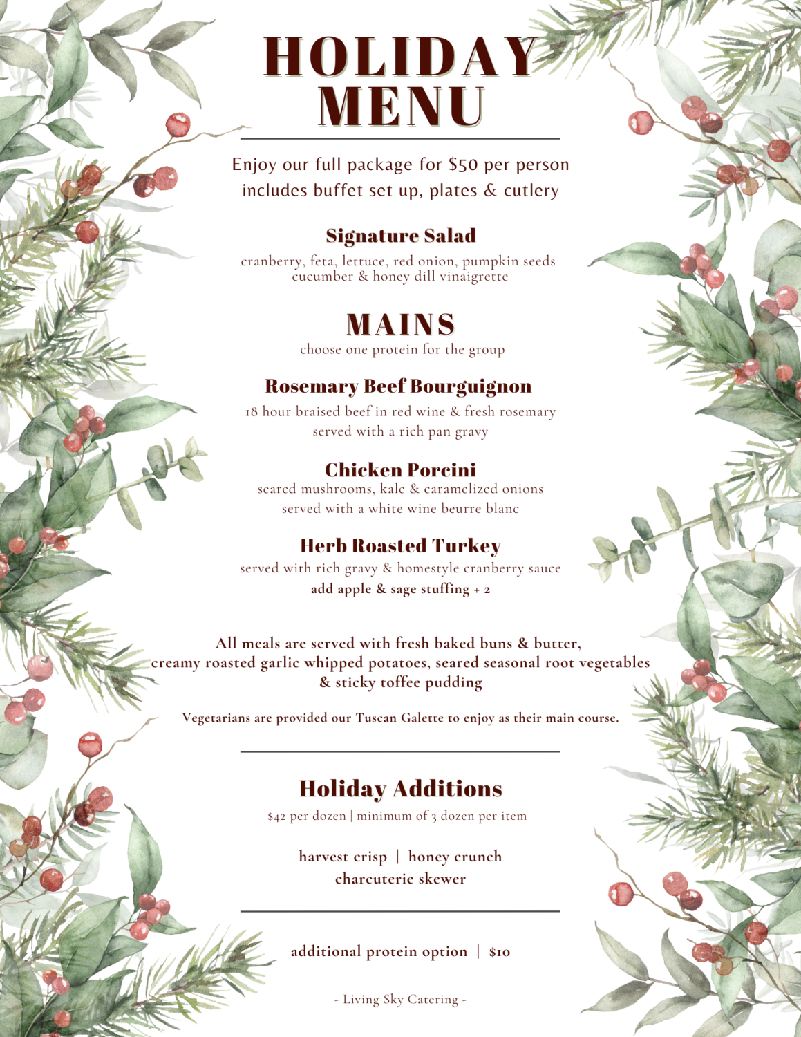 Holiday Party Menu