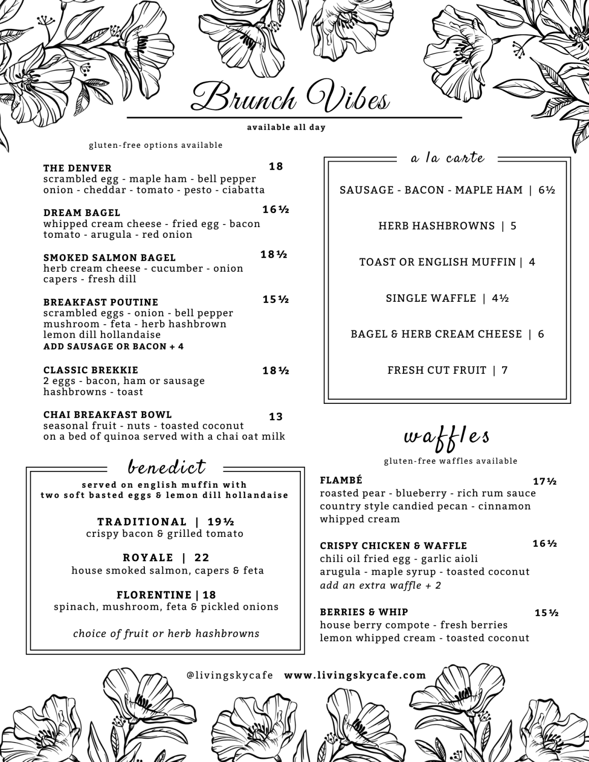 2025 Dine In Menu (1) Living Sky Cafe Menu